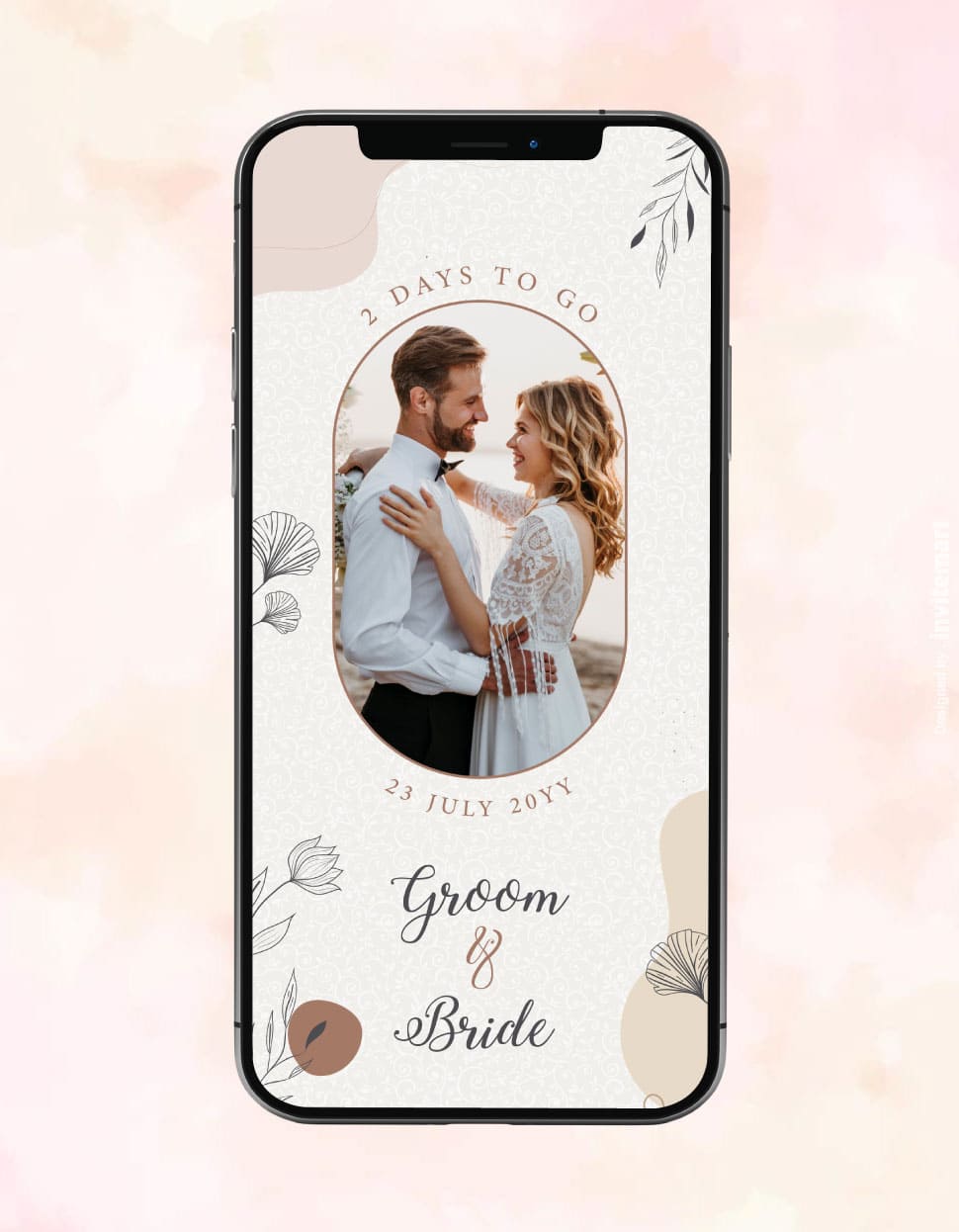 2 Days To Go Wedding Countdown | Minimal Floral Theme E-Invite | IM-2226
